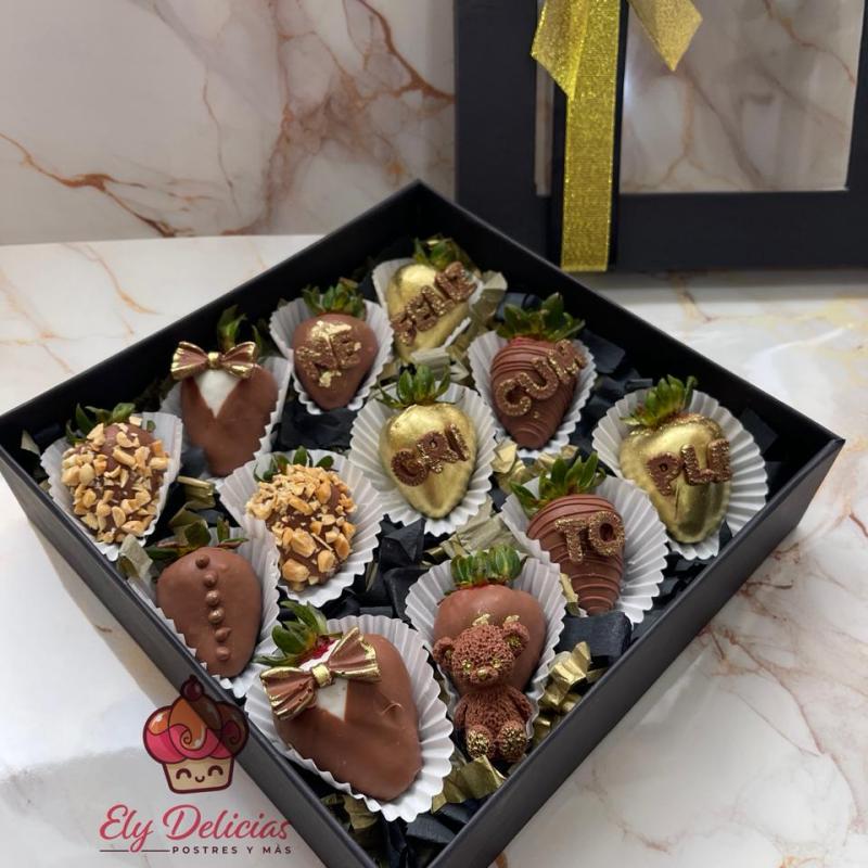 Caja de fresas con chocolate
